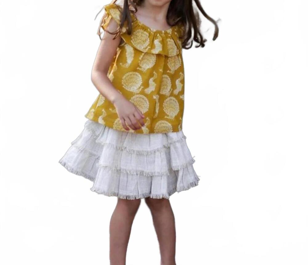 NEW POPPET & FOX layered skirt in cream